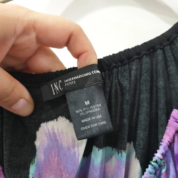 INC International Concepts Black Purple Turquoise Floral Dress, Fairycore, M - Picture 4 of 10
